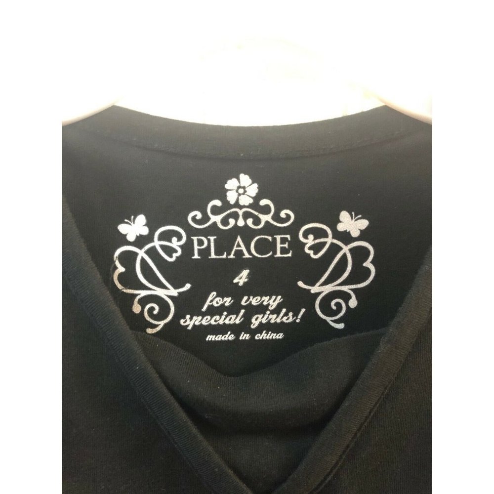 The Children's Place Girls Black Floral Dress Long Sleeve Size 4 - Picture 3 of 3